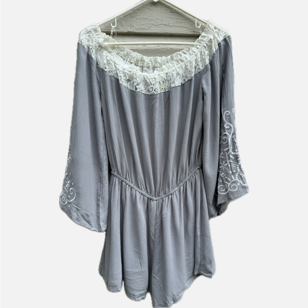 Kori Gray Dress with Lace Detail
